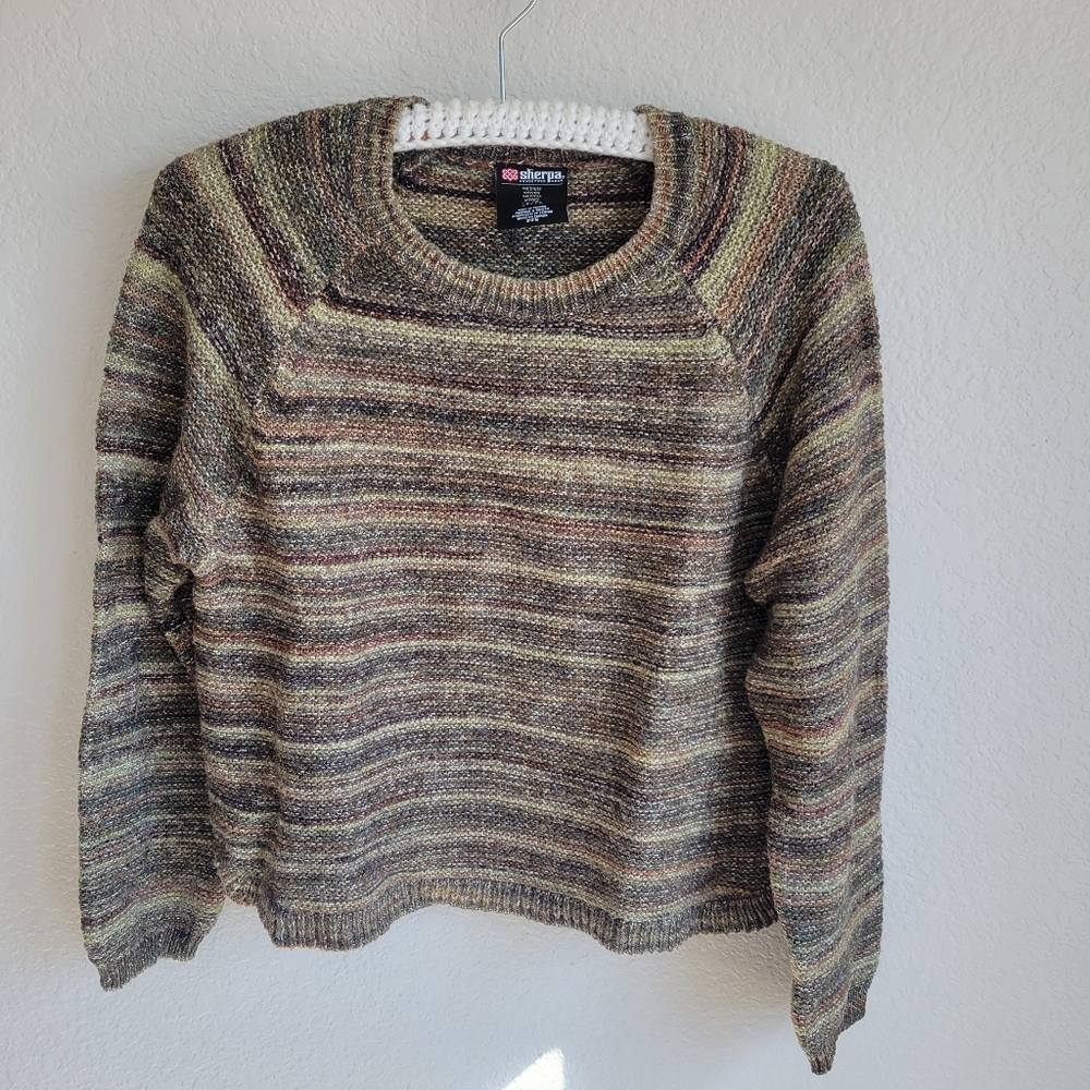 Sherpa Adventure Gear Cropped Yarn Sweater Green Womens Medium
